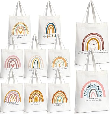 10 pieces of tote bags in rainbow canvas with inspiring quotes, reusable bogus racing bags, thank you gifts for women.. Discover endless shopping possibilities at DIAYTAR NIGERIA, with budget-friendly prices and reliable delivery.