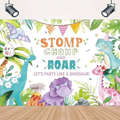 Lightinhome background of cartoon dinosaur, 7 x 5 feet, watercolor, cute dinosaur, tropical jungle, children's birthday, prenatal party, background decorations for photography, photo stand, Studio in fabric accessory.. DIAYTAR NIGERIA makes quality accessible to all with our affordable prices and quick delivery service.