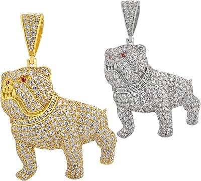 Massive sterling silver 925 - Natural or 14 carat gold finish - Pitbull dog Hip Hop Full Ice - 2 "ideal for any necklace.. Shop quality and variety at unbeatable prices on DIAYTAR Nigeria — delivery in under 8 days.