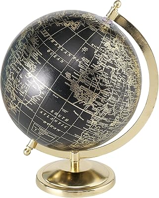 Explorers Globe Detailed Detailed Details Black with golden accents with latitude and longitude locations.. Experience the ease of modern shopping with DIAYTAR NIGERIA's vast selection and quick delivery service.