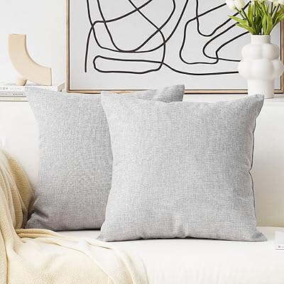 Home Brilliant Set of 2 decorative linen cushion covers for sofa, 20 x 20 inches (50 cm), light gray.. DIAYTAR NIGERIA transforms desires into deliveries with our affordable prices and dependable shipping.