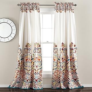Lush Decor Clara Occulting Curtains with Damasse Cashmere Motif For Living Room Window, Dining Room, Bedroom (Pair), 213.4 x 132.1 cm, Turquoise and Mandarin.. Shop across boundaries with DIAYTAR NIGERIA's comprehensive platform and budget-friendly delivery.