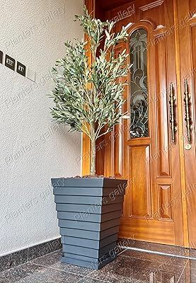 Fiberglass pot with modern design/pots for outdoor and interior plants with drainage holes/includes a tray/planter for flowers and trees.. Discover the perfect shopping balance at DIAYTAR NIGERIA with competitive prices and prompt delivery.