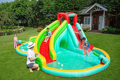 Double Gtheel inflatable slide for outdoor children's game - Double pleasure (double slide with tunnel).. DIAYTAR NIGERIA combines affordability, variety, and convenience with nationwide delivery services.