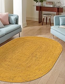 Agro Richer Natural Jute Carpets, Bohemian style braided, yellow oval, for living room, kitchen, garden, interior and outdoor (2 x 4 inches).. Be part of Nigeria’s most trusted online shopping experience — DIAYTAR Nigeria.