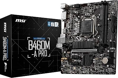 MSI MSI B460m-a pro Series (Matx, Intel Core 10th generation, SOCKET LGA 1200, DDR4, M.2, USB 3.2 Gen 1, LAN 2.5G, DVI/HDMI).. DIAYTAR NIGERIA delivers more than expected with our extensive catalog and 5-8 day delivery service.