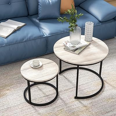 Round industrial coffee table Boving for living room small rustic wooden table with frame.. No hidden costs, no long delays — just DIAYTAR Nigeria convenience.