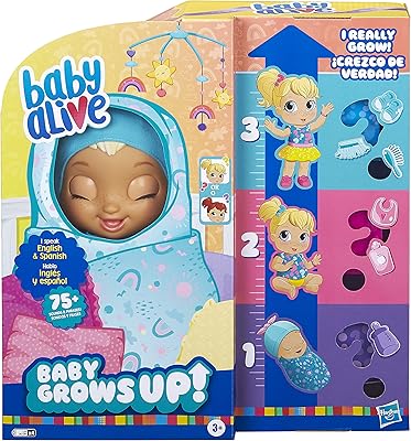 Baby Alive Baby Grow Up (Happy) - Happy Hop or Merry Meadow, doll that grows and speaks with 1 surprise doll and 8 accessories.. Your complete shopping solution, DIAYTAR NIGERIA delivers variety and value within the week.