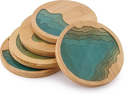 Bamboo glass underneath, epoxy resin glass, glass underneath, dining table accessories, round ocean waves pattern handmade, birthday gift, rack hanging decoration, 5 rooms.. Shop from Nigeria's largest product selection at DIAYTAR, with budget-friendly prices and swift delivery.