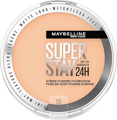 Maybelline super stay hybrid powder foundation 24 hours, medium to complete coverage, mat finish, 130, 1 room.. Shop smart with DIAYTAR NIGERIA's vast selection and enjoy affordable shipping in just 5-8 days.