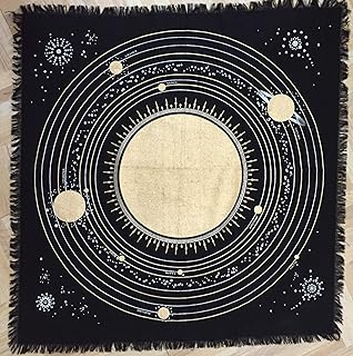 Indian Personers 24 "x 24" Magnificent fabric tablecloth of the solar system with spiritual planets, ritual stars and galaxy (Silver gold solar system).. DIAYTAR NIGERIA: Where every purchase is affordable and delivery is always within a week.