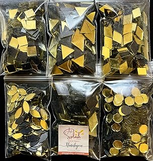 Art splash unique kit of 6 gold -shaped mirrors for the Lip Art/jewelry manufacturing/fabric decoration/arts and crafts, 600 pieces.. Shop with purpose at DIAYTAR NIGERIA, where your money goes further and delivery is always prompt.