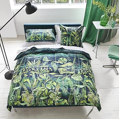Designers Guild Arjuna Leaf Duvet cover, cotton, viridian, 140 x 200 cm.. DIAYTAR NIGERIA bridges the gap between desire and affordability with nationwide delivery in under 8 days.