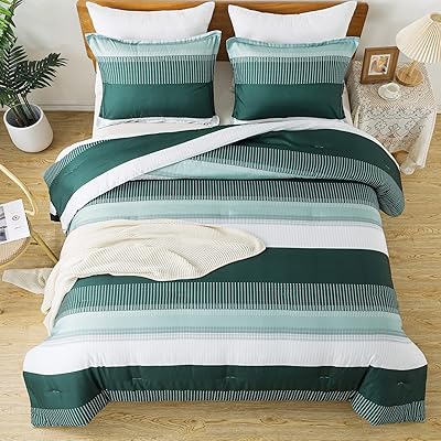 Litanica bedroom with emerald gray striped California King size, elegant and light, 3 pieces, all seasons microfiber duvet with side eyelets (1 duvet, 2 pillowcases).. Fast, easy, and affordable — that’s shopping the DIAYTAR Nigeria way.