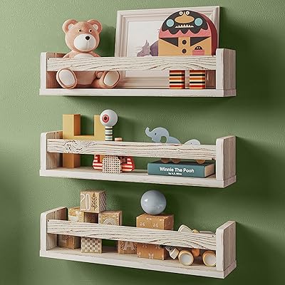 Nature supplies Set of 3 shelves for children's bedrooms, white, solid wood, ideal for books, toys and decoration, wall library for children's rooms, children's library, floating libraries, floating library, white gray.. DIAYTAR NIGERIA makes online shopping accessible to all with budget-friendly prices and reliable delivery.