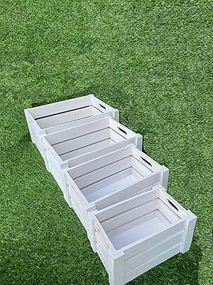 Storage box in white and brown natural wood with handles, 4 in 1 decorative storage boxes, new solid wood storage box, wooden boxes for the house, wooden bins, fruit box (white).. DIAYTAR NIGERIA: Your affordable gateway to thousands of products delivered within a week.