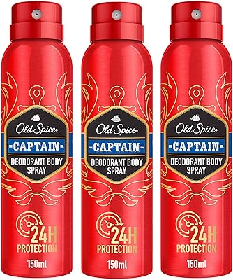 Spray deodorant for the Old Spice Captain body for men, 3 x 150 ml.. Discover the perfect shopping experience with DIAYTAR NIGERIA's vast selection and prompt delivery service.