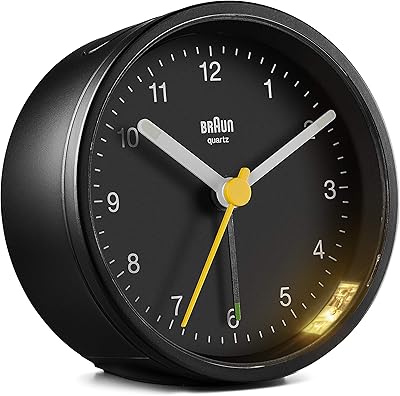 Classic Braun analog watch with snooze and light function, silent quartz movement, black crescento paper alarm, bc12b model, one size.. Shop from Nigeria's largest product selection at DIAYTAR, with budget-friendly prices and swift delivery.