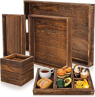 Set of 2 WE wooden service trays with handle, rectangular plays in versatile wood with rustic design to serve food, breakfast, bed and coffee table.. DIAYTAR NIGERIA delivers what you want at prices you'll love, all within 5-8 days nationwide.