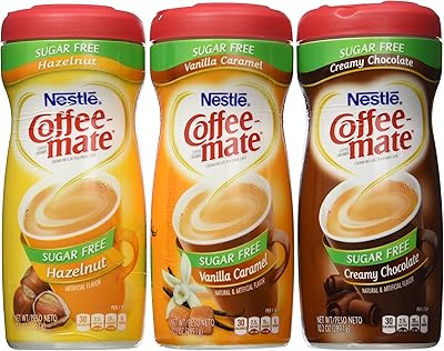 Pack of 3 flavors Coffee Mate without sugar - Caramel vanilla, creamy chocolate and hazelnut (300 ml).. DIAYTAR NIGERIA: The marketplace that brings affordable products to every Nigerian home in under 8 days.