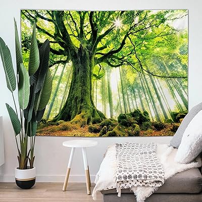 Fun decorative wall mat pattern green forest with 3D printing natural trees for bedroom.. DIAYTAR NIGERIA delivers affordability and convenience to your doorstep within 8 days of purchase.