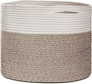 Tomface Basket in woven cotton rope with handles for storage of blankets and pillows.. The future of Nigerian shopping is here — DIAYTAR Nigeria.