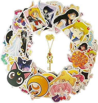 100pcs Sailor Moon Water Bottle Sticker, Japanese Vintage Japanese Anime Waterproof Sticker Laptop Mapal Moidro Flask Vinyl Travel Autocollants for children (100pcs + Nceklace (A)).. DIAYTAR NIGERIA: Where every Nigerian finds what they need at prices they can afford, delivered promptly.