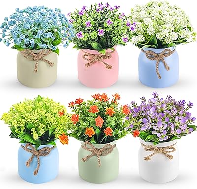 Last rose 6 packages of false plants small artificial flowers in a pot.. DIAYTAR NIGERIA revolutionizes access to quality products with affordable prices and dependable shipping.