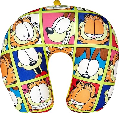 Darco Garfield cervical pillow - Multicolored polyester, single size 35x35 cm.. DIAYTAR NIGERIA: Bridging the gap between consumers and quality products with affordable nationwide shipping.