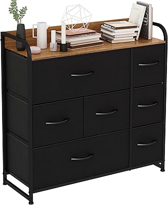 Yano chest of drawers with 7 drawers, storage tower in suede fabric, easy to assemble, fabric bins that are easy to remove, wooden top, large storage space, for living room, corridor, cupboards, child's bedroom, corridor.. Your complete shopping companion, DIAYTAR NIGERIA offers extensive selection delivered within the week.