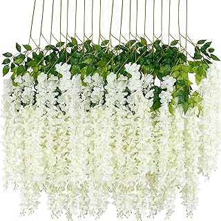 12 pieces of 3.6 -foot artificial glycine flowers/Crown of dense white artificial glycine rata vine, flowers suspended in silk for decoration of wedding festival at home (dense white.. You shop, we deliver — quick and easy with DIAYTAR Nigeria.