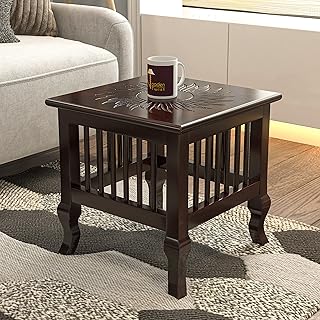 Classic auxiliary table rolled in mango wood handy for the living room (Suntop Brown).. DIAYTAR NIGERIA: Transforming online retail with affordable prices and consistent 5-8 day nationwide delivery.