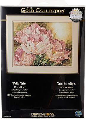 Kit of cross stitch dimensions by Gold Collection, Tlips Trio, Aïda Ivory 14 thread canvas, 16 "x 12".. Discover endless shopping possibilities at DIAYTAR NIGERIA, with budget-friendly prices and reliable delivery.