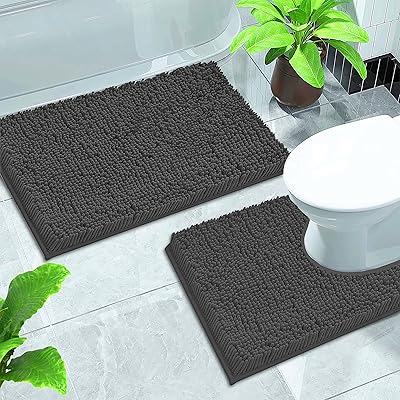 Set of GVTECH 2 -piece bath mats in non -slip caterpillar 50x80 cm and toilet.. DIAYTAR NIGERIA brings the marketplace to your screen with affordable products delivered in 5-8 days.
