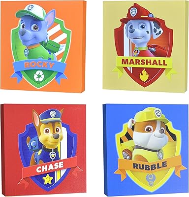 Carré wall art on canvas Nickelodeon Paw Patrol 11 "(pack of 4).. DIAYTAR NIGERIA brings the market to your fingertips with affordable prices and swift delivery services.