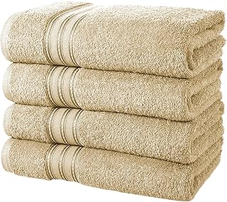 Arena Luxury 100 % combed cotton, very absorbent, soft, of hotel quality, set of towels and spa, beige, lot of 4, 600 g/m2, 70 x 140 cm.. DIAYTAR NIGERIA: Bringing quality products to your doorstep at prices that won't break the bank.