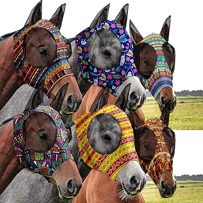 6 Sweet and comfortable anti-hose muuses for horses with ears, elastic covers to cover the riding supplies, size L (geometric pattern).. Shop smarter, not harder with DIAYTAR NIGERIA - thousands of products at your fingertips with affordable delivery.
