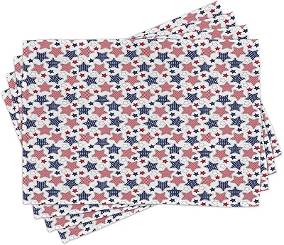 Set of 4 lunarable table sets July pattern of patriotic stars with illustration of the day.. DIAYTAR NIGERIA delivers on every promise with our affordable prices and nationwide delivery service.