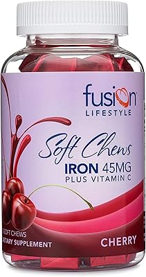 Supplement of Iron Fusion Lifestyle for Women and Men, Cherry Flavor, to be chewed soft and vitamin C for iron deficiency and anemia, supply of 6 months, 180 pieces.. Order today, receive this week — shopping with DIAYTAR Nigeria is that simple.