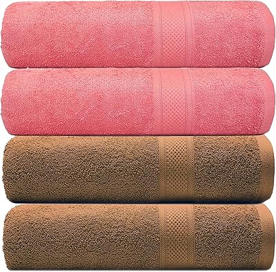 Mafatlal Turkish Series - Set of cotton towels for adults/couples, set of 4 towels for men and women, full size (40 x 60 cm) - 400 gsm towels (brown and beige).. DIAYTAR NIGERIA: Bringing affordable shopping solutions with a diverse product catalog delivered nationwide.