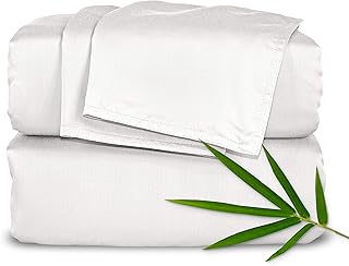 King size bed set in pure bamboo, 4 rooms, 100 % true, soft, luxurious and fresh organic bamboo, double seam, 40.6 cm deep pockets, quality guarantee (King size, white).. DIAYTAR Nigeria offers great deals, a huge product variety, and delivery in under a week.
