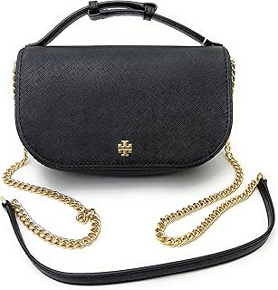 Handbag with upper handle in Saffiano Tory Burch Emerson leather for women (black), black, black.. DIAYTAR NIGERIA redefines convenience with our vast product selection and swift nationwide delivery.