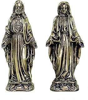 Statue of Jesus Christ and Mother Mary in false brass - 5.7 inches | Statue of the Christian Holy.. From office supplies to fashion — DIAYTAR Nigeria brings it fast.