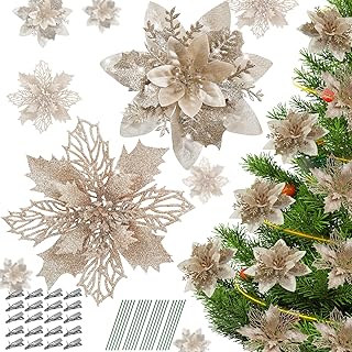 Serwalin 20 pieces champagne poinsettia Christmas tree flowers 5.5/6.3 "Artificial flowers for DIY Christmas tree decoration in the open air flowers New Year.. Whether it’s gadgets or groceries, DIAYTAR Nigeria delivers in less than 8 days.