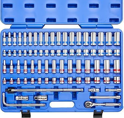 NYCO 02472A Set of colored mechanical tools with sockets and 3/8 ", 76 standard EA pieces in metric sizes 1/4 to 1 inch and 6 to 24 mm, with CRV steel for automotive repair.. DIAYTAR NIGERIA: Making quality products accessible to all Nigerians at affordable prices.