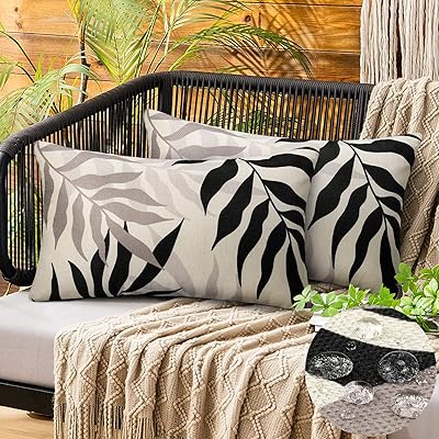 2 black waterproof cushion covers 30 x 50 cm waterproof and breathable outdoor decorative with plants cushion covers for outdoor pillowcase sofa.. Your one-click solution to affordable shopping, DIAYTAR NIGERIA delivers quality products nationwide.