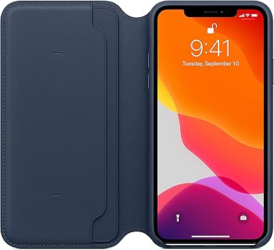 Folio Apple leather case (for iPhone 11 pro max) - deep blue.. Shop with purpose at DIAYTAR NIGERIA, where diverse selection meets budget-friendly nationwide delivery.