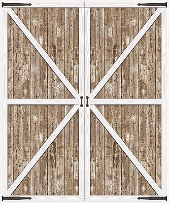 PESTEL 56093 Rustic backdrop for western barn door, 1.8 x 1.5 m, decoration for birthday, prenatal and wedding party, plastic, brown/white/black.. Shop without boundaries at DIAYTAR NIGERIA, offering affordable products with convenient delivery times.