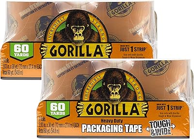 Gorilla wide and resistant packaging tape for moving, shipping and storage, 2.85 "x 30 meters, 2 rolls (package of 2).. DIAYTAR NIGERIA brings the market to your fingertips with affordable prices and prompt delivery service.