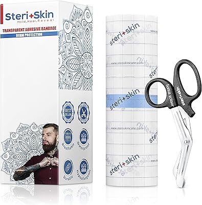 Tattoo bandage after hair care, 6 "x 40", healthy transparent film, waterproof, flexible and breathable adhesive tape for the protection and restoration of the second skin, scissors included... Shop with confidence at DIAYTAR NIGERIA, offering extensive product variety with nationwide delivery.
